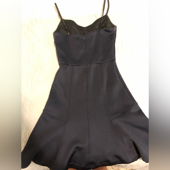 Navy blue dress with leather accent - Picture 2 of 5